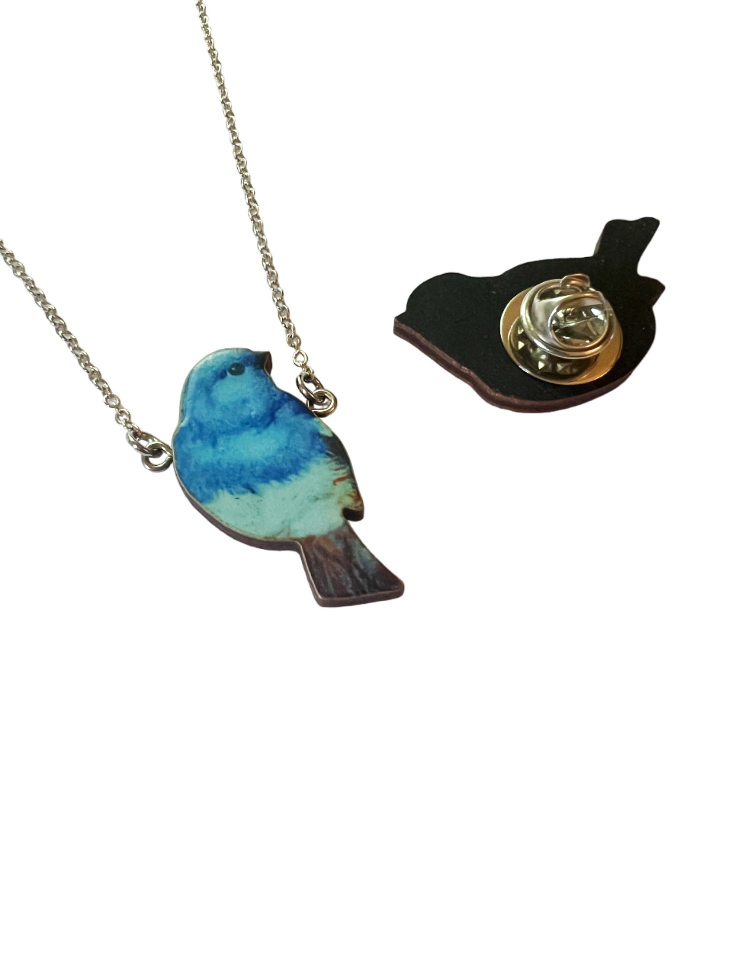 Blue bird pin OR necklace