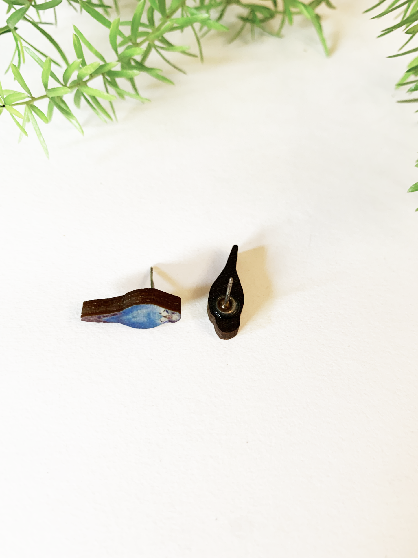 Little budgie stud earrings, blue OR green budgie studs