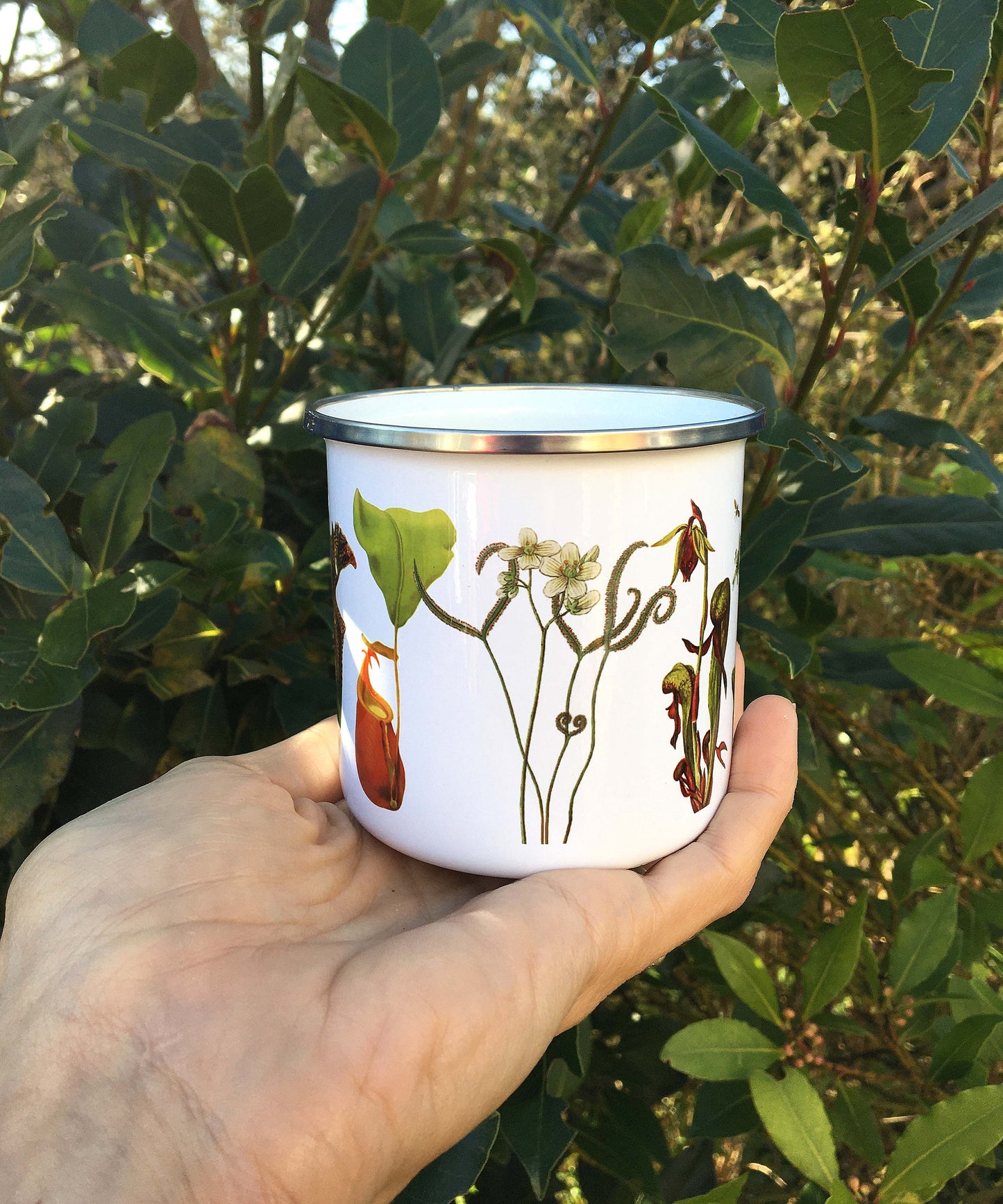 Carnivorous plant enamel mug