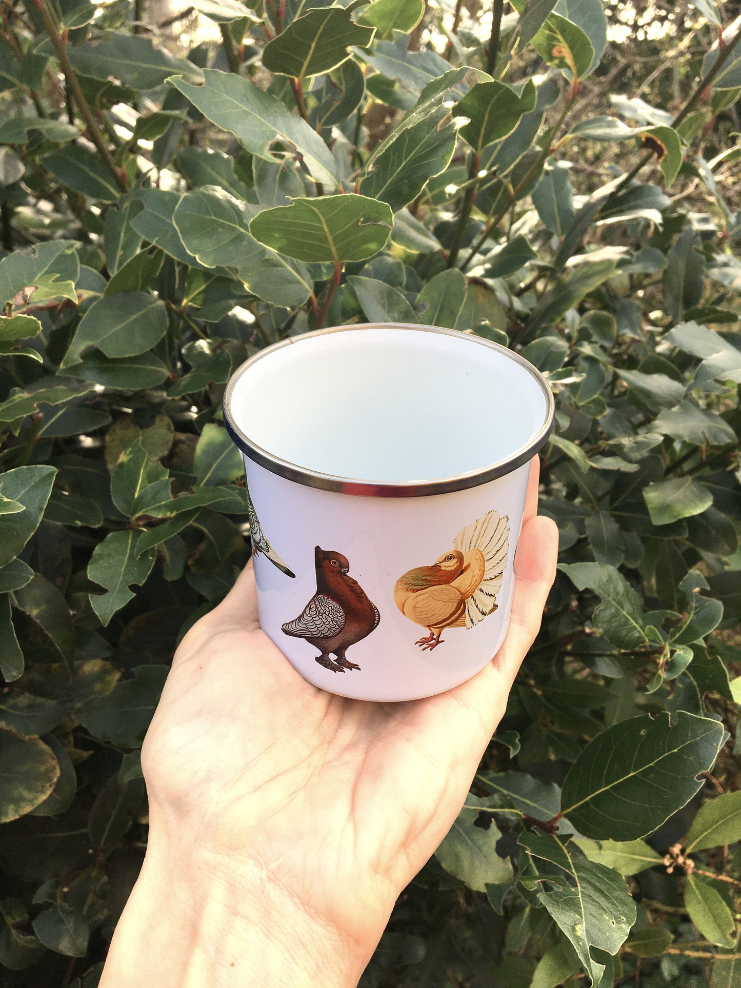 Enamel pigeon mug