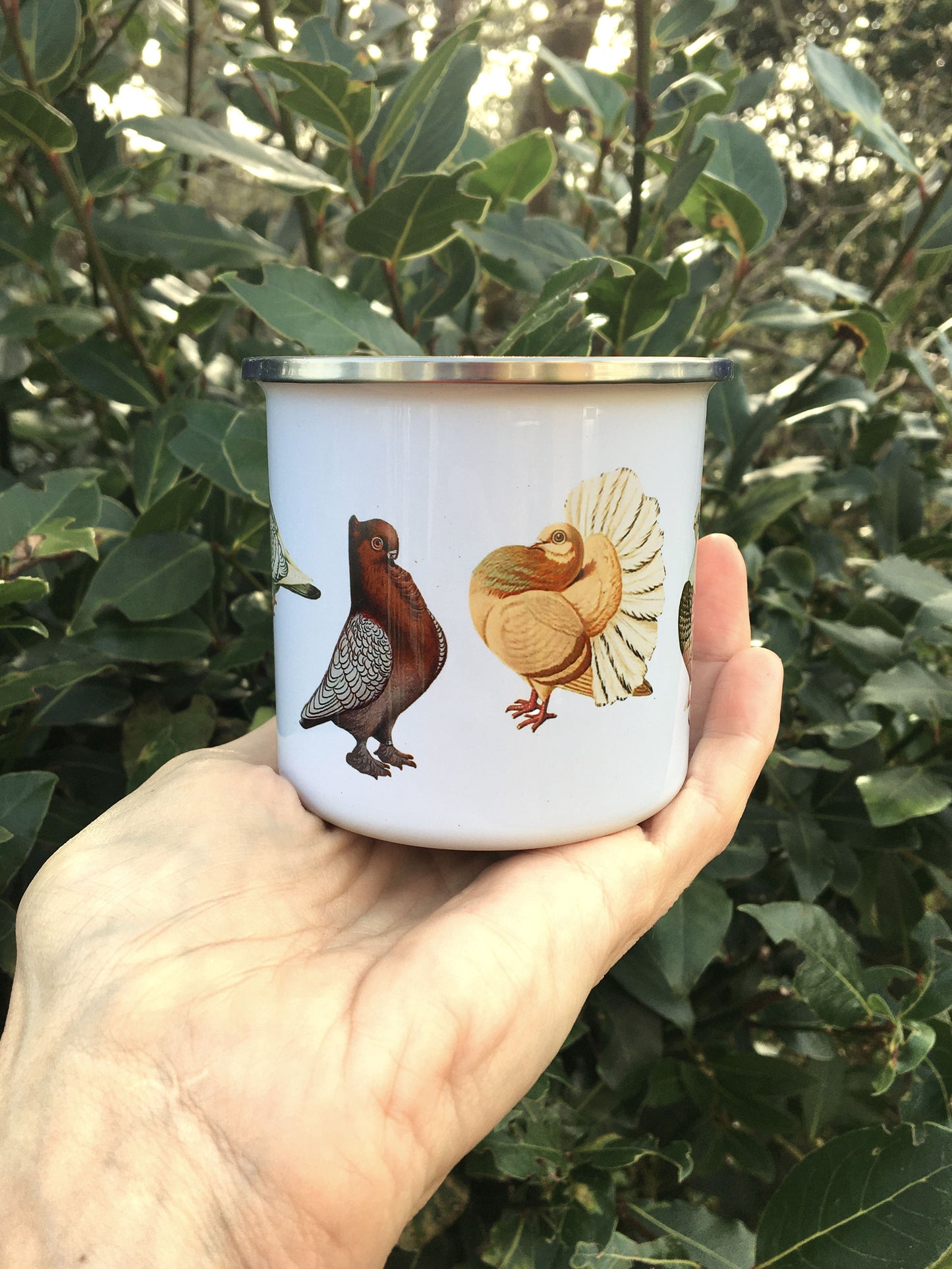Enamel pigeon mug