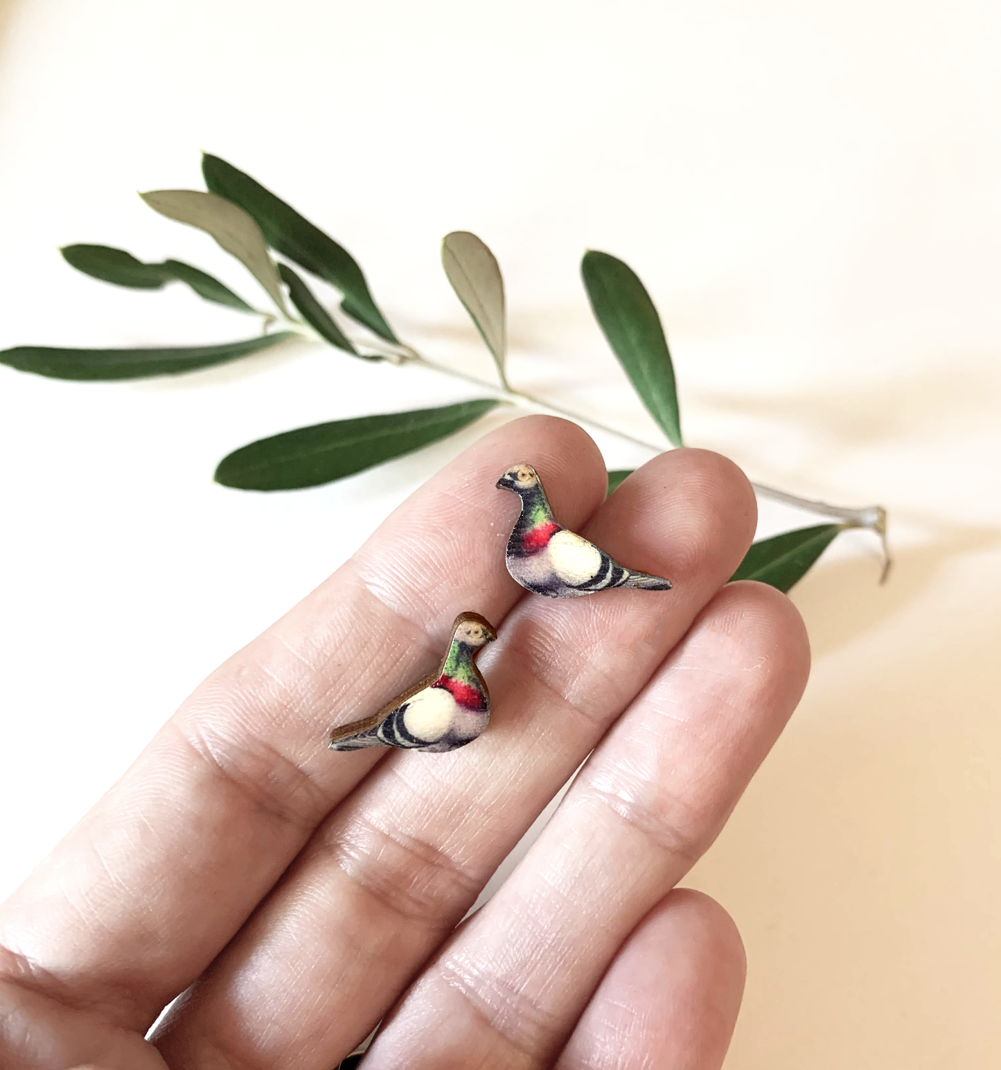Tiny pigeon earrings