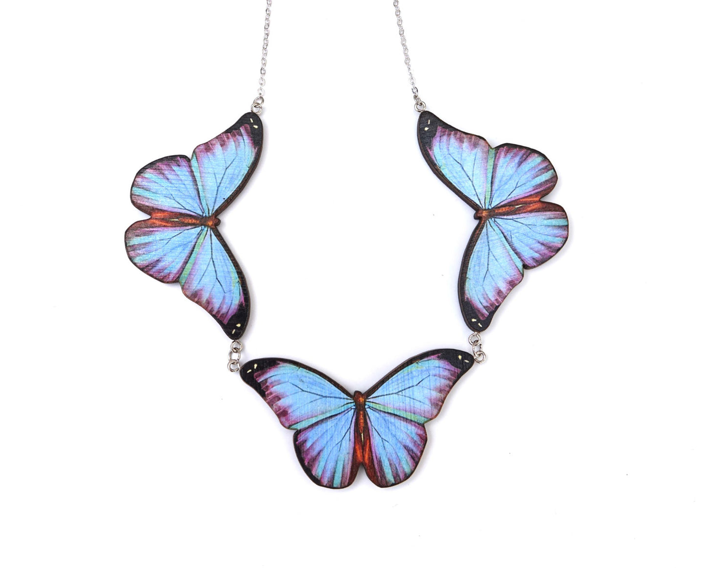 Blue Morpho butterfly necklace
