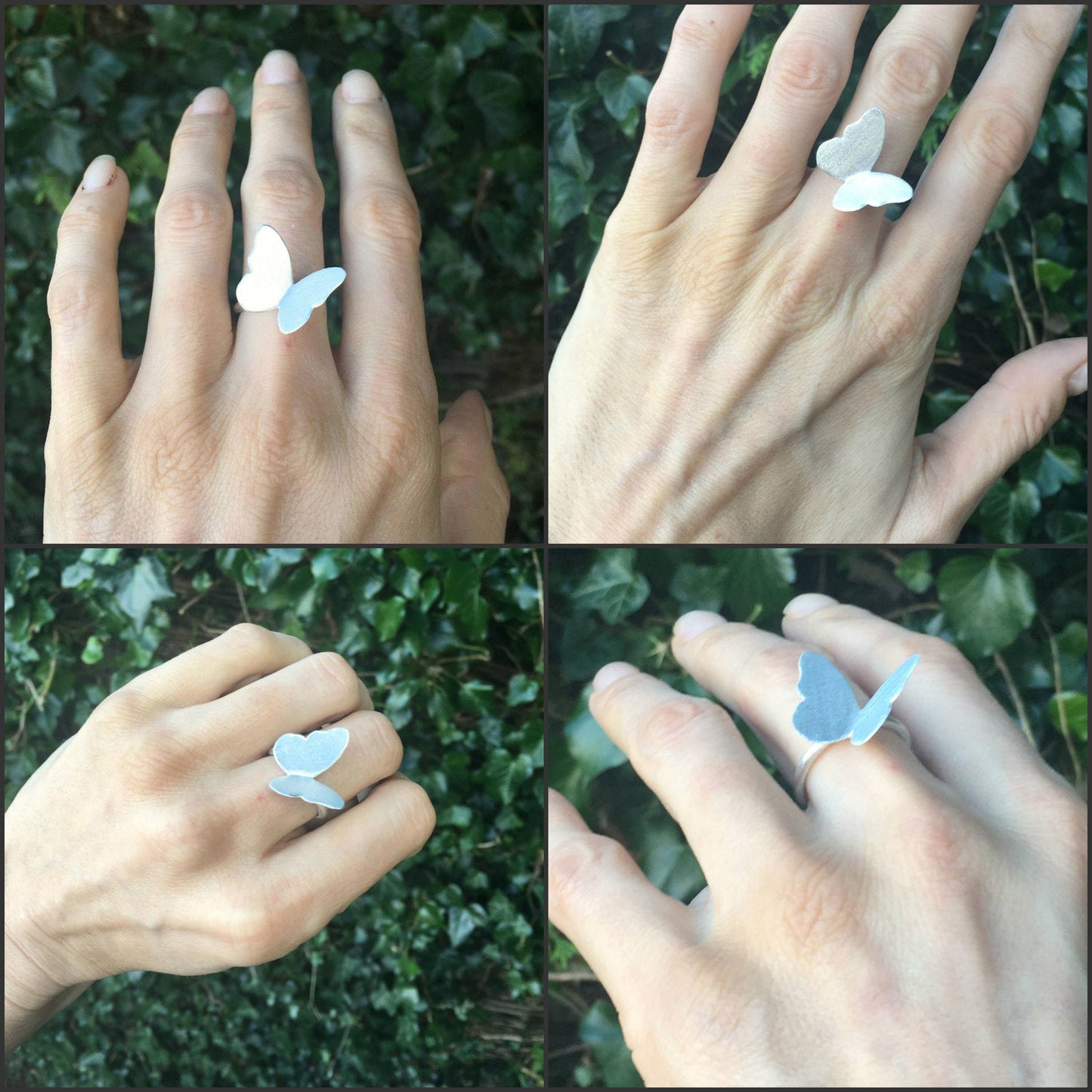 Eco silver butterfly ring