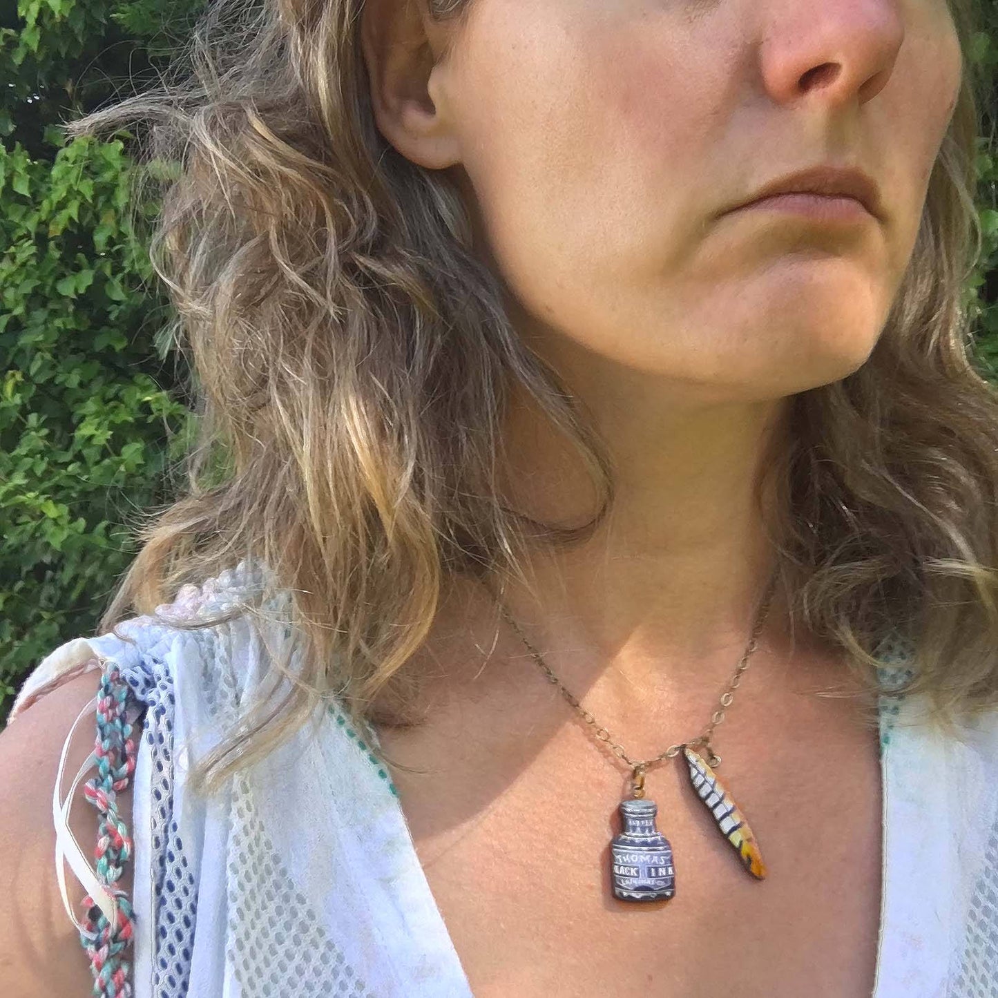 Quill and ink necklace