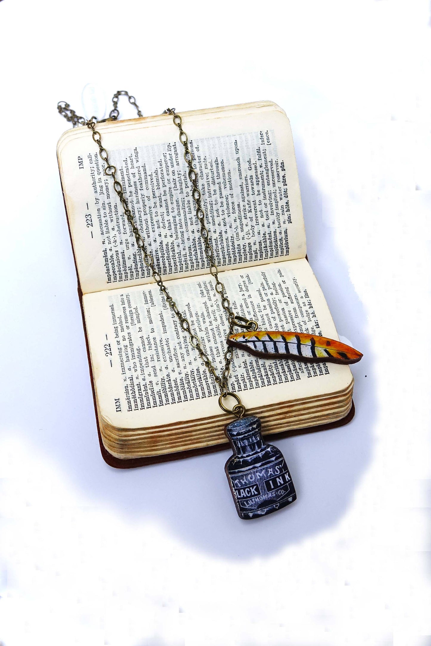 Quill and ink necklace