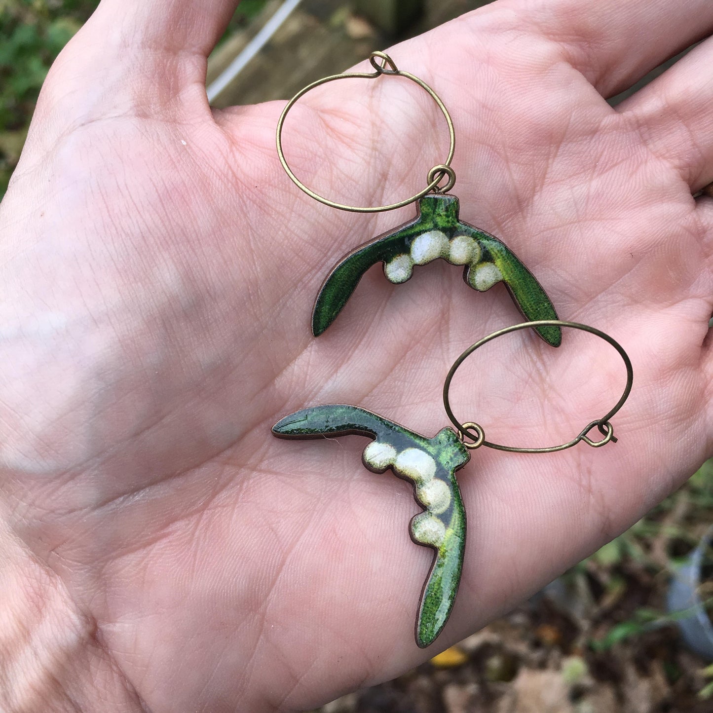 Mistletoe necklace and earrings