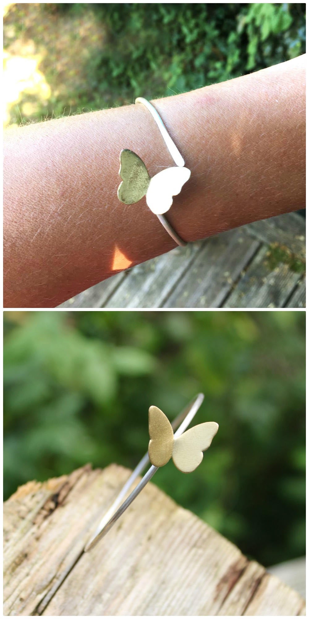 Eco silver butterfly bracelet