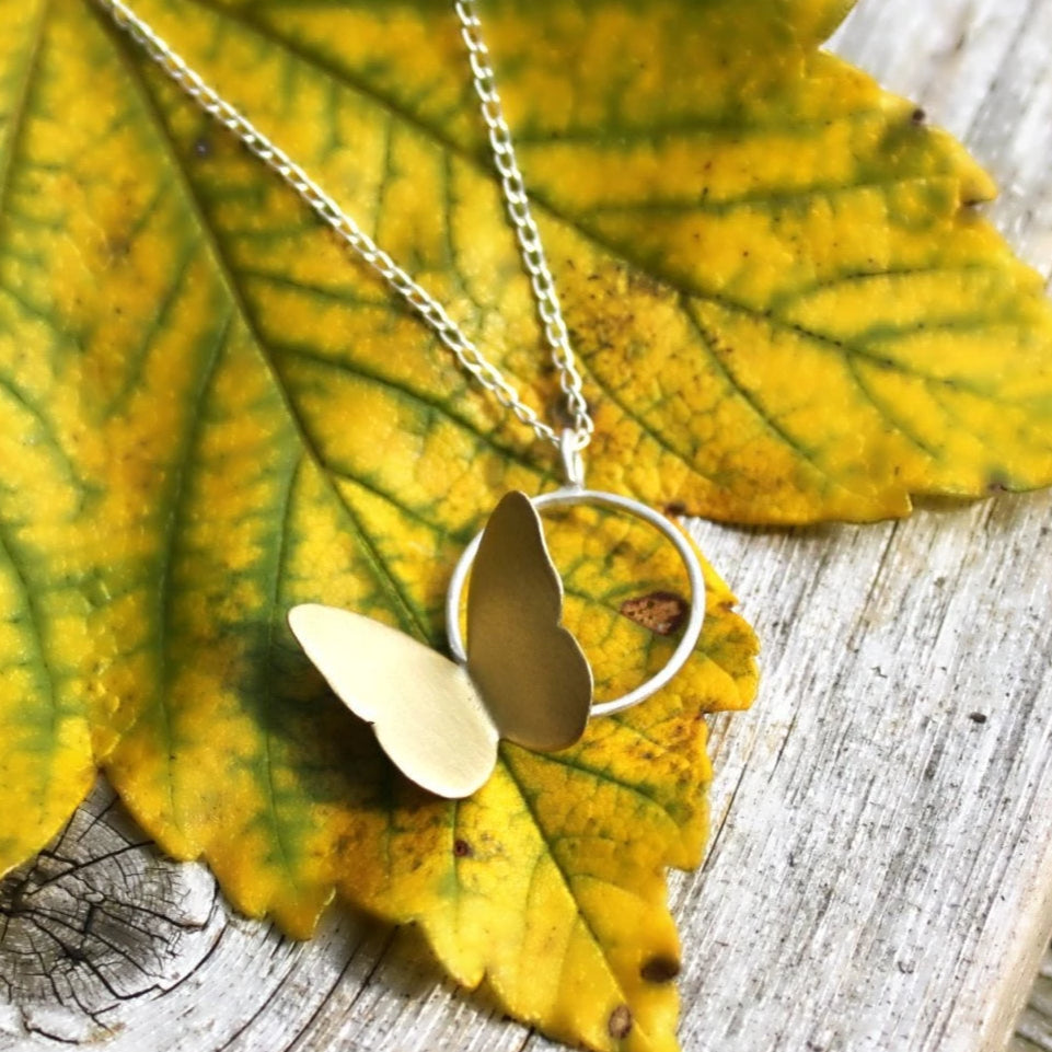 Silver butterfly necklace joy jewelry