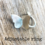 Eco silver butterfly ring