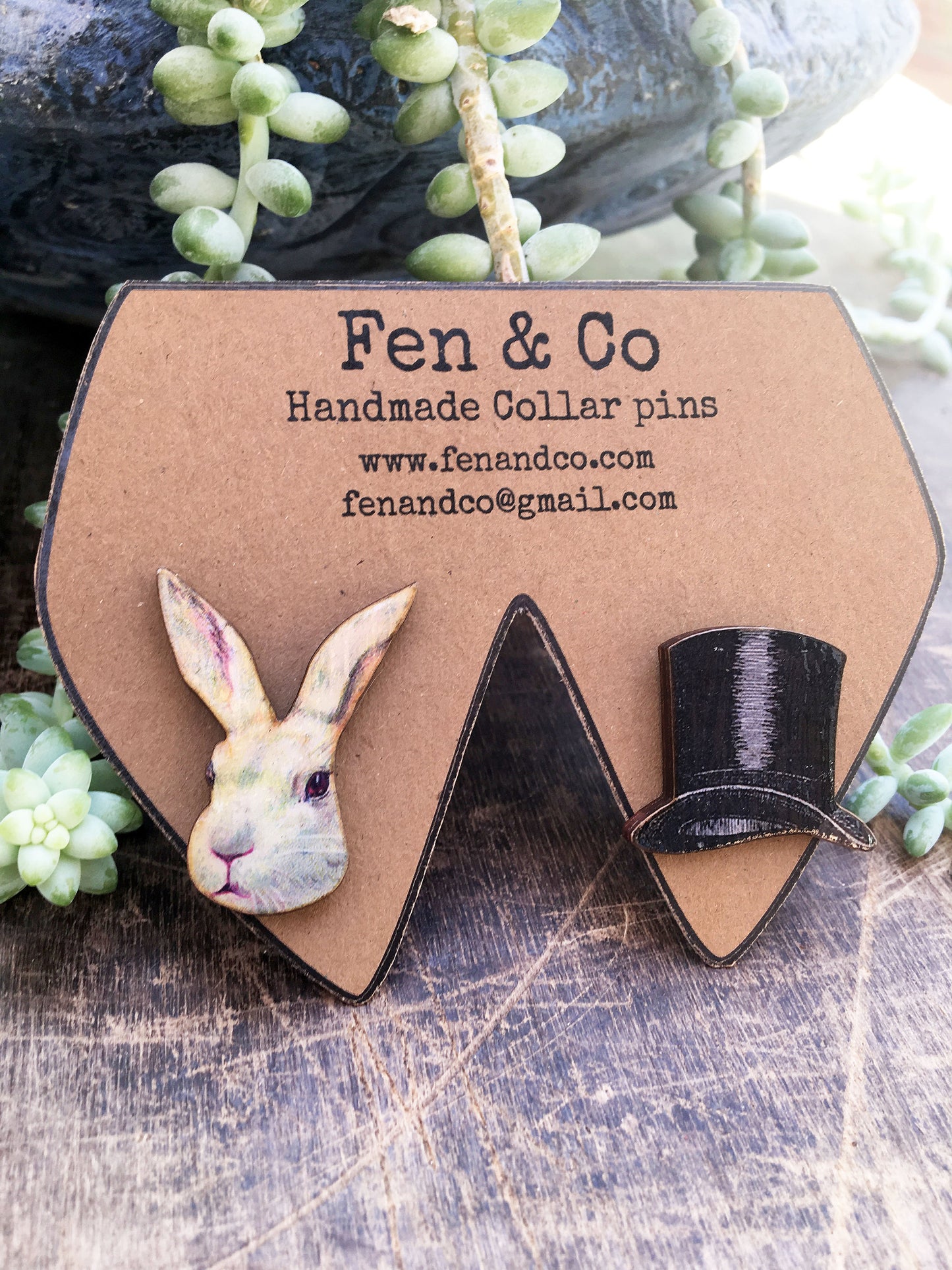 Top hat and rabbit collar pins