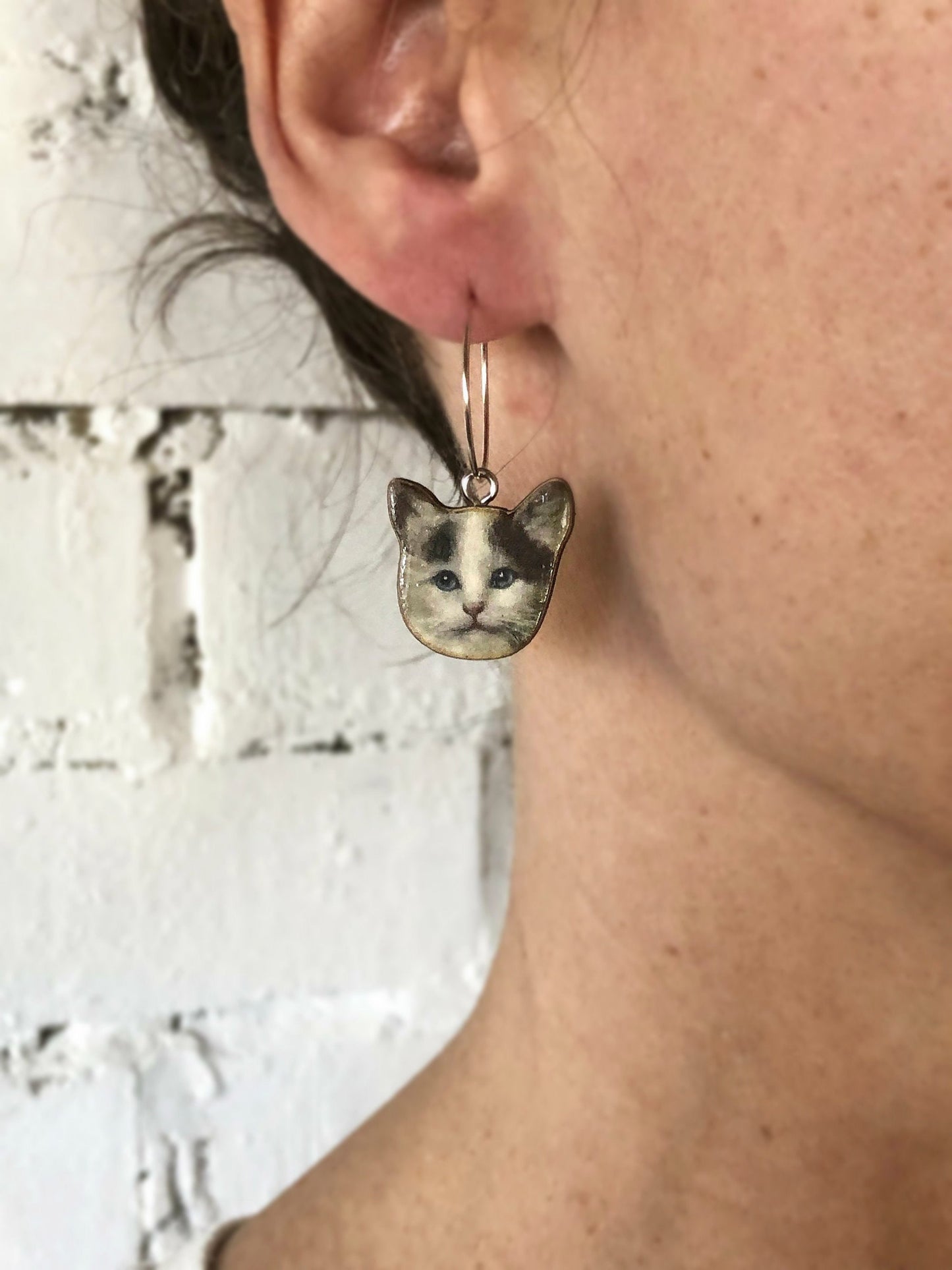 Sterling silver cat earrings