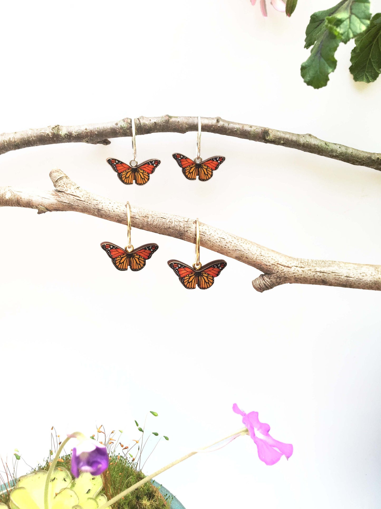 Monarch butterfly earrings