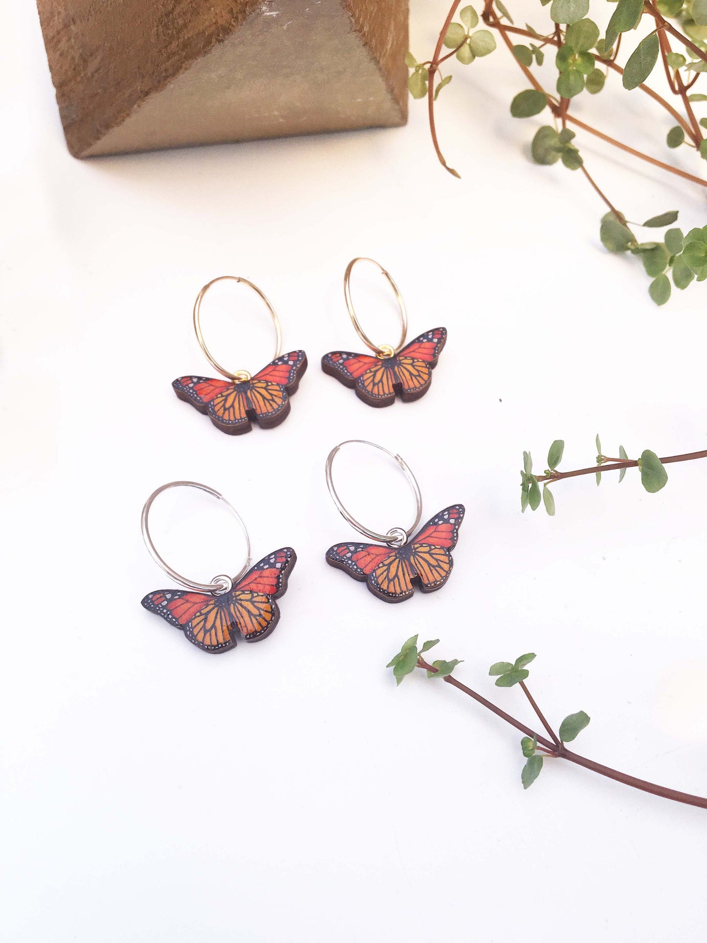 Monarch butterfly earrings