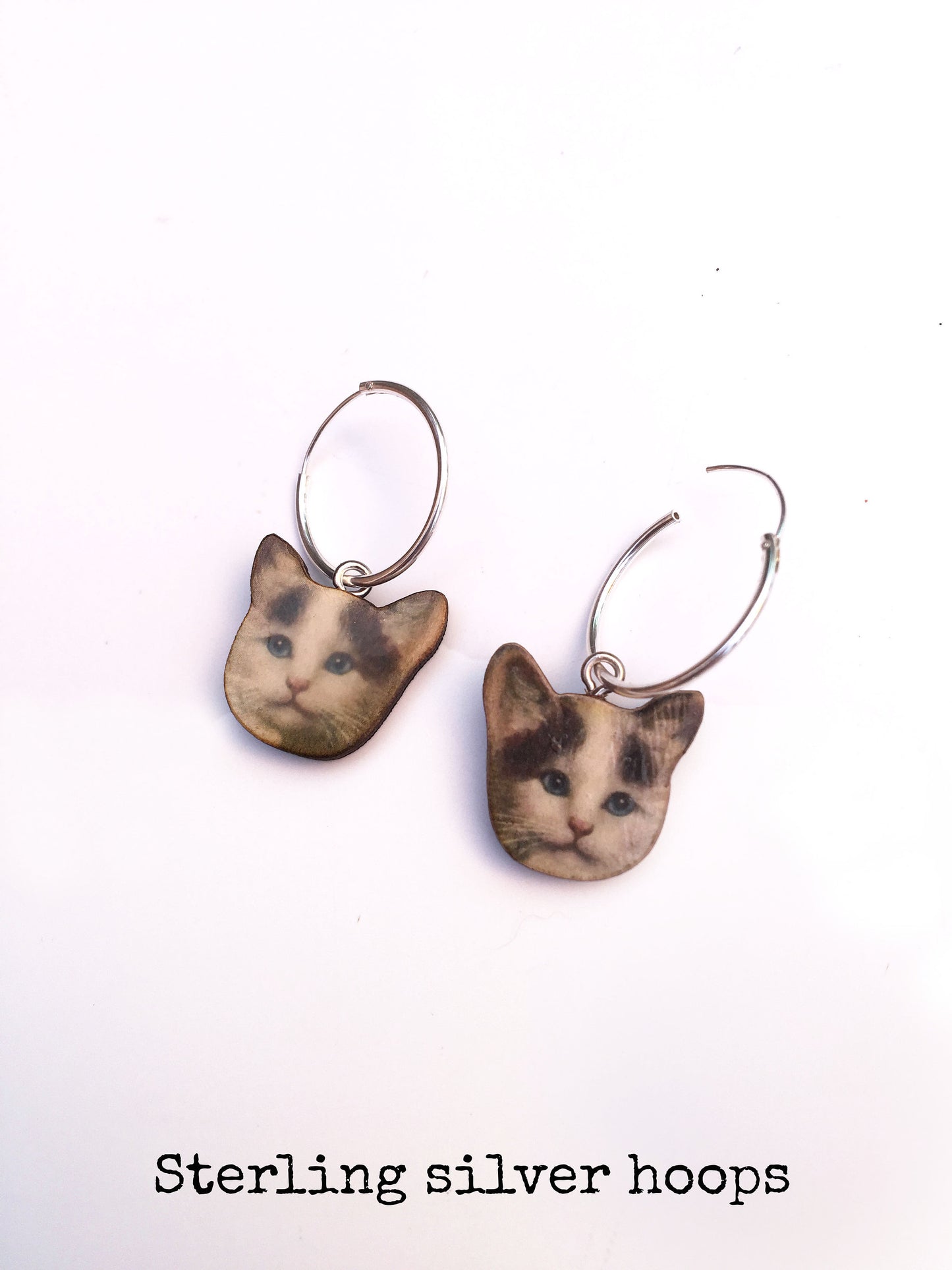 Sterling silver cat earrings
