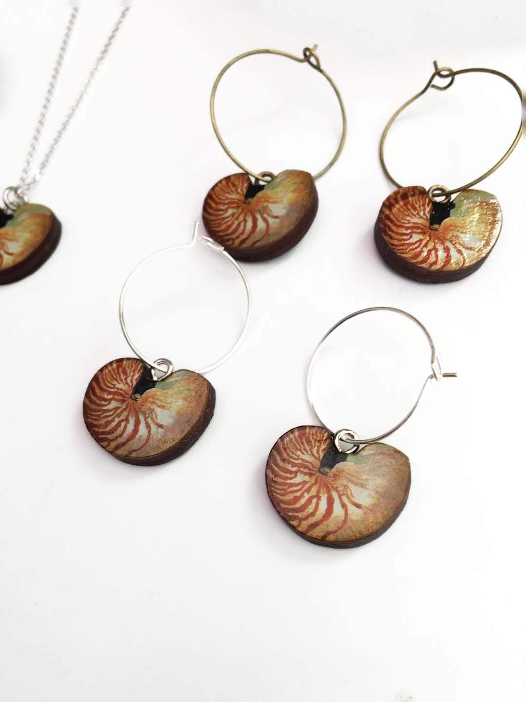 Nautilus necklace and earrings