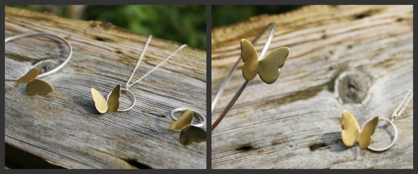 Eco silver butterfly ring