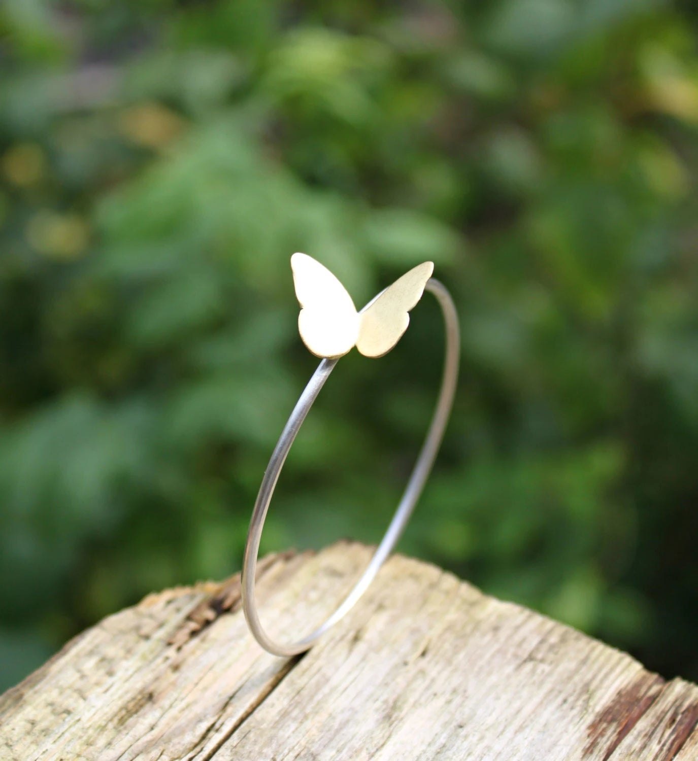 Eco silver butterfly bracelet