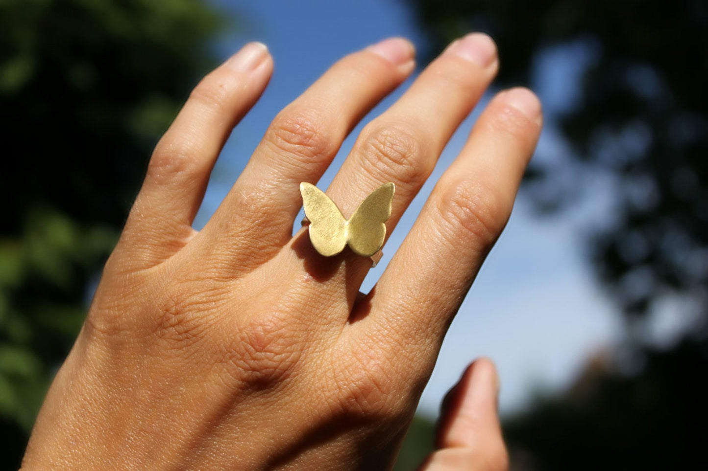 Eco silver butterfly ring