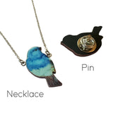 Blue bird pin OR necklace