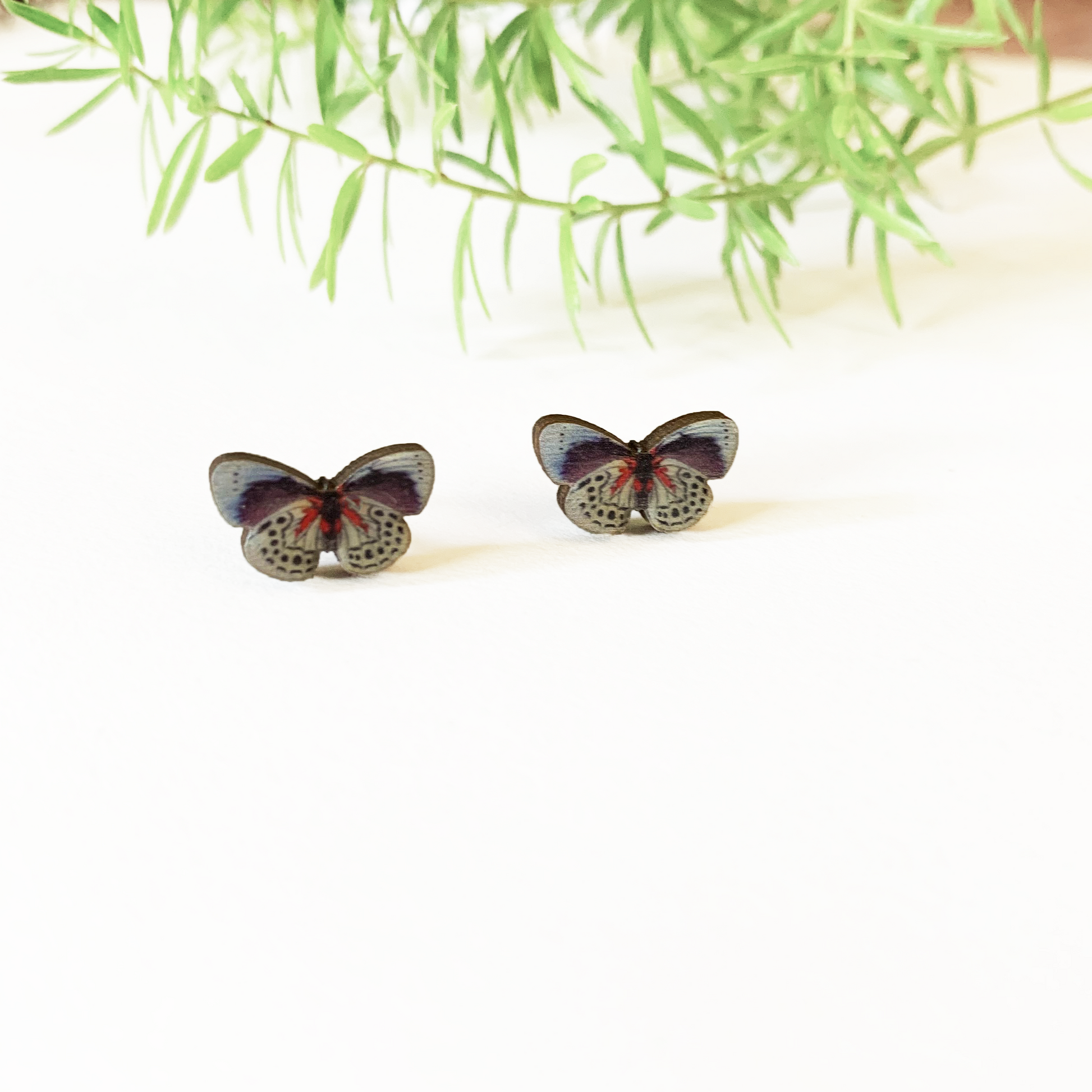 blue butterfly studs, tiny butterfly earrings, butterfly studs