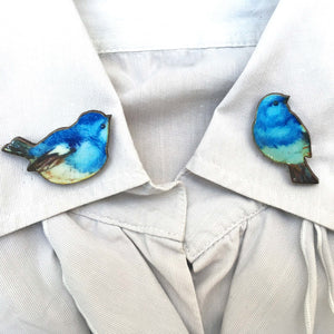 Blue bird collar pins