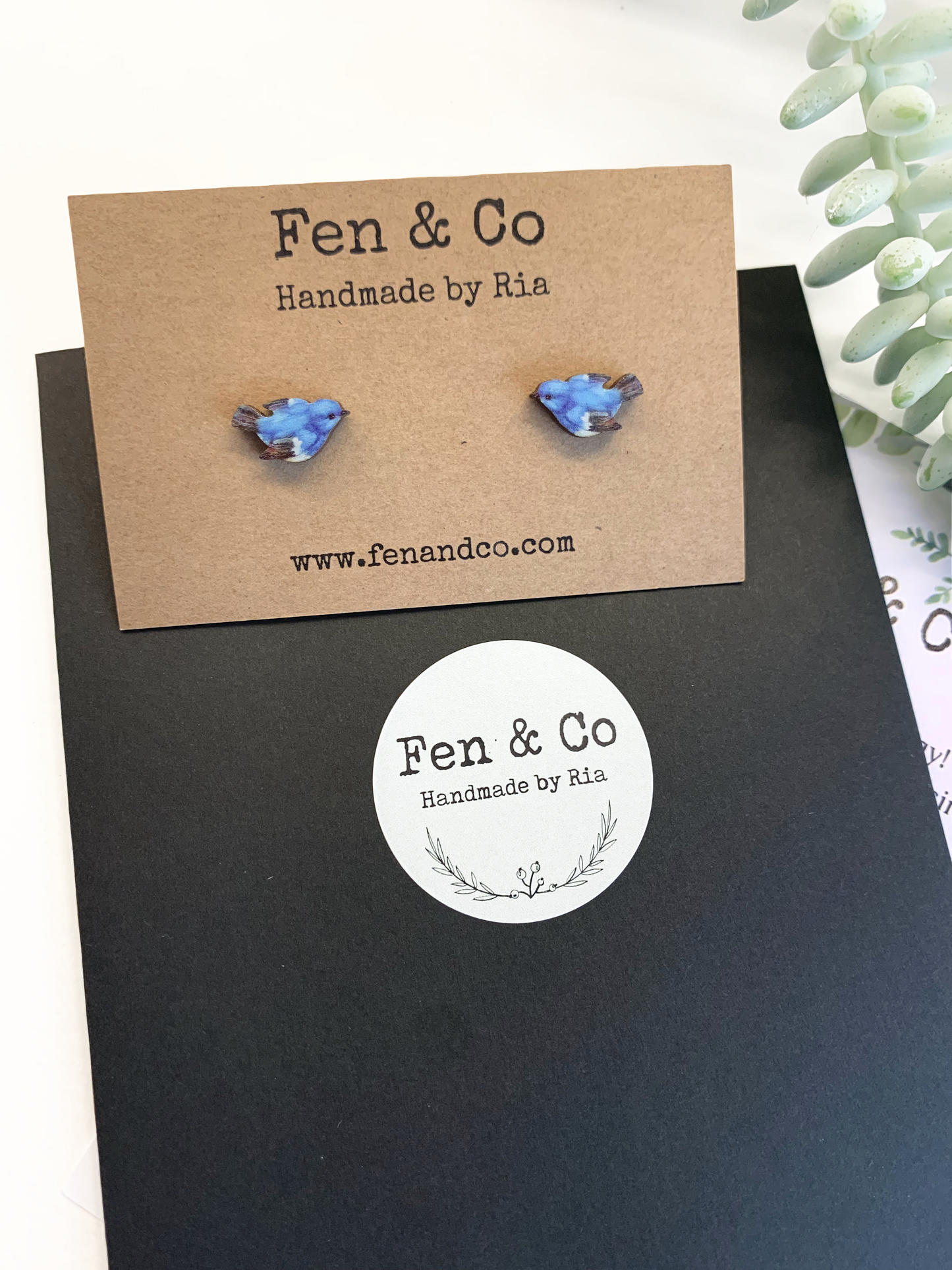 Tiny blue bird studs