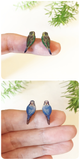 Little budgie stud earrings, blue OR green budgie studs