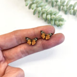 Tiny wooden butterfly studs