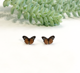Tiny wooden butterfly studs