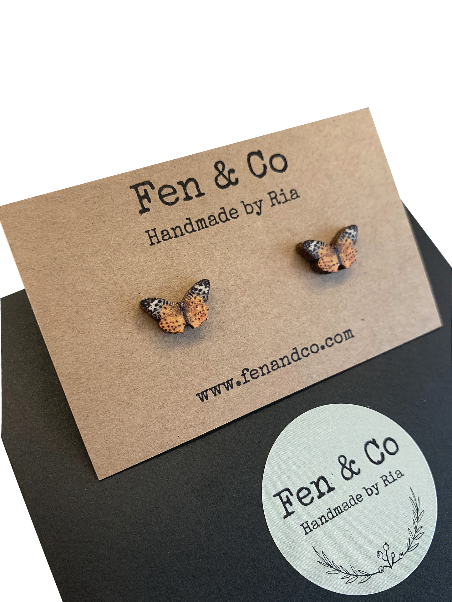 Tiny wooden butterfly studs