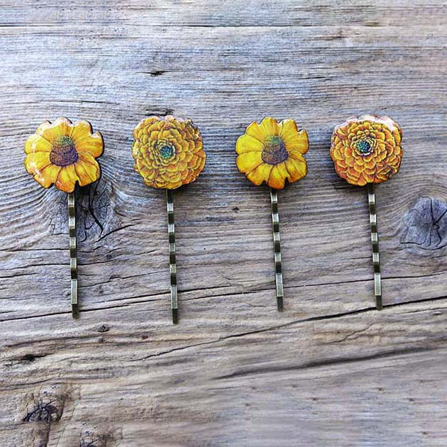 Marigold hairpins