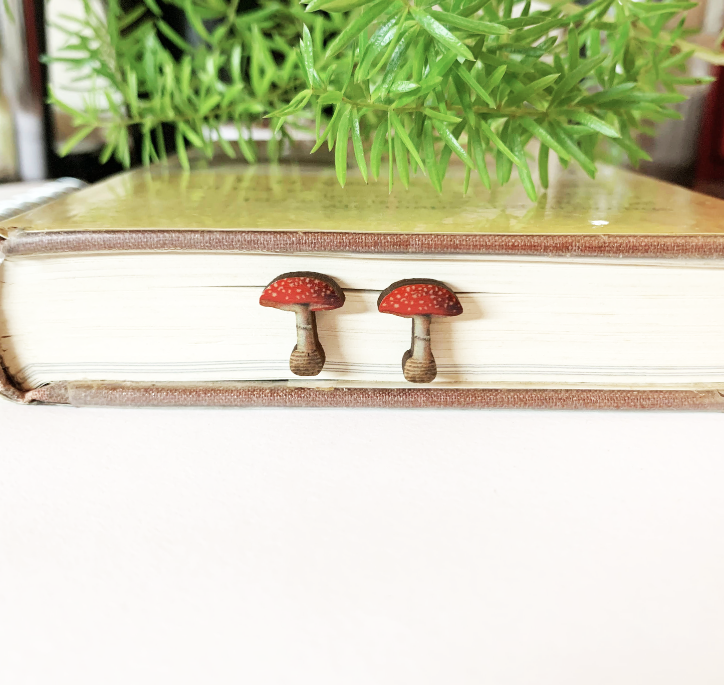 Tiny mushroom earrings