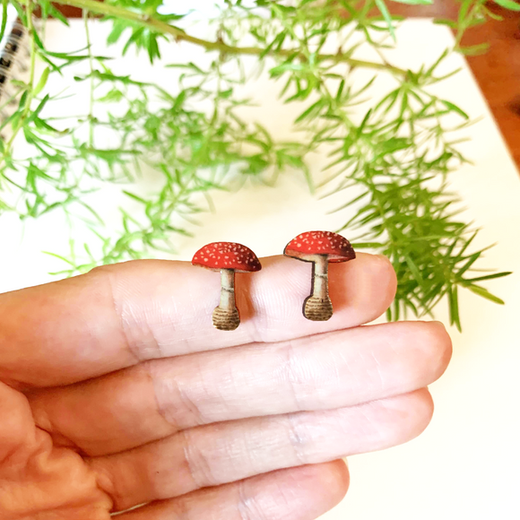 Tiny mushroom earrings