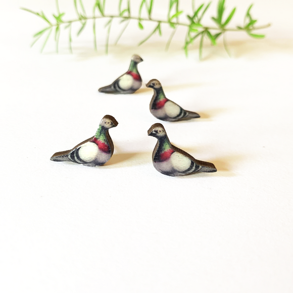 Tiny pigeon earrings
