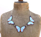 Blue Morpho butterfly necklace