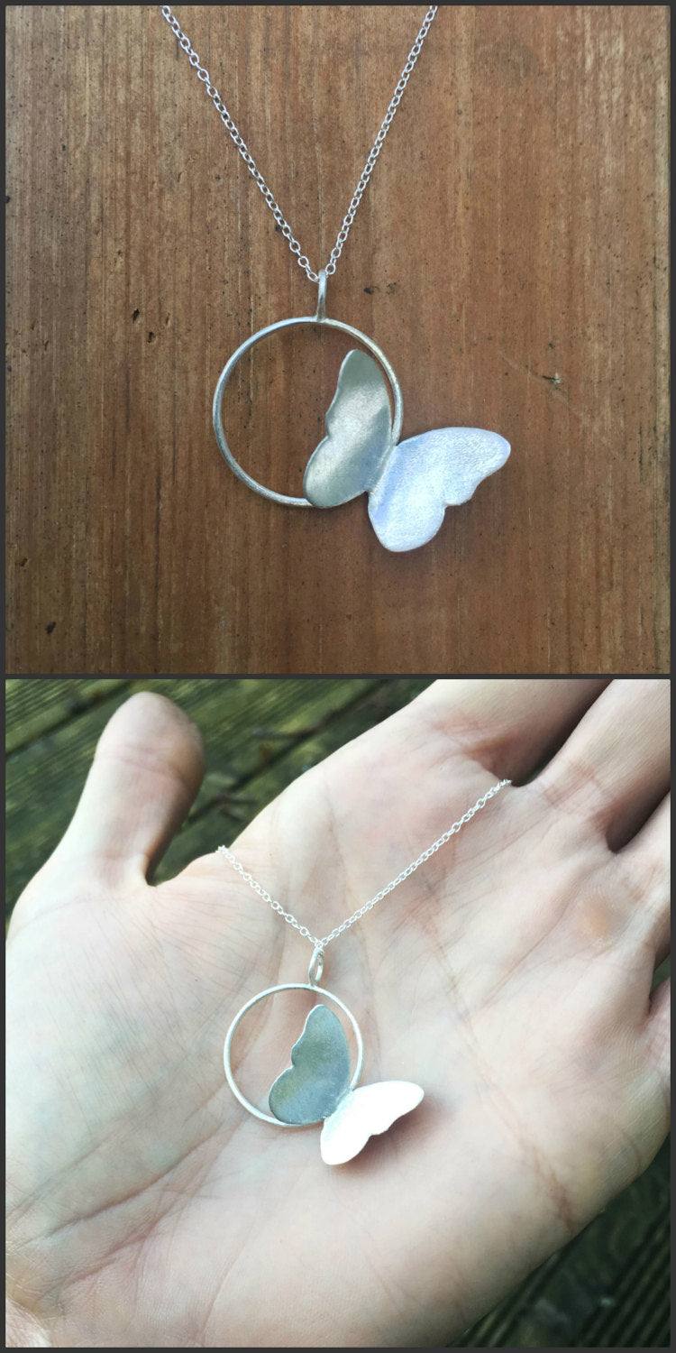 Silver butterfly necklace joy jewelry