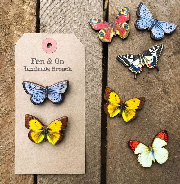 Two British butterfly brooches