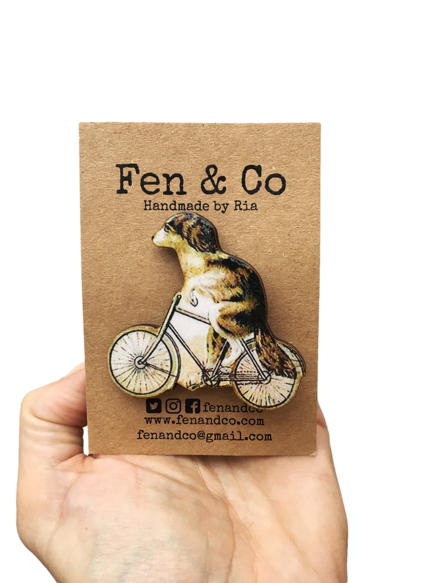 Whimsical cat or dog brooch