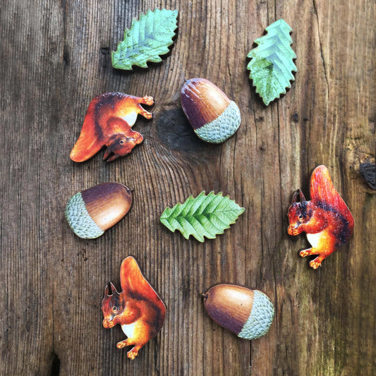 Acorn and Oak leaf collar pins