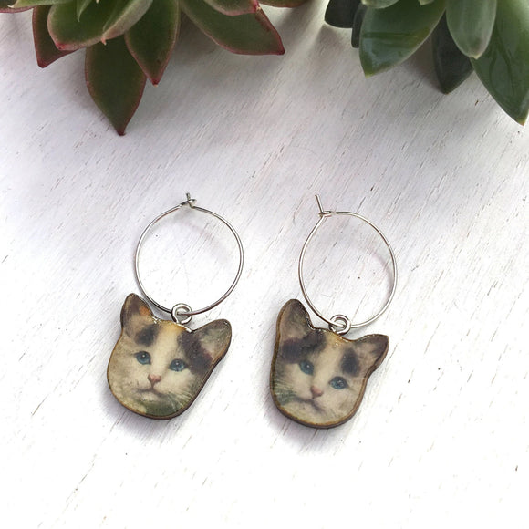 Sterling silver cat earrings