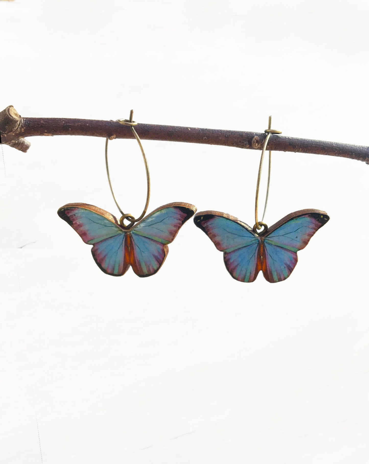 Blue Morpho butterfly earrings