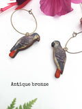 Grey parrot earrings