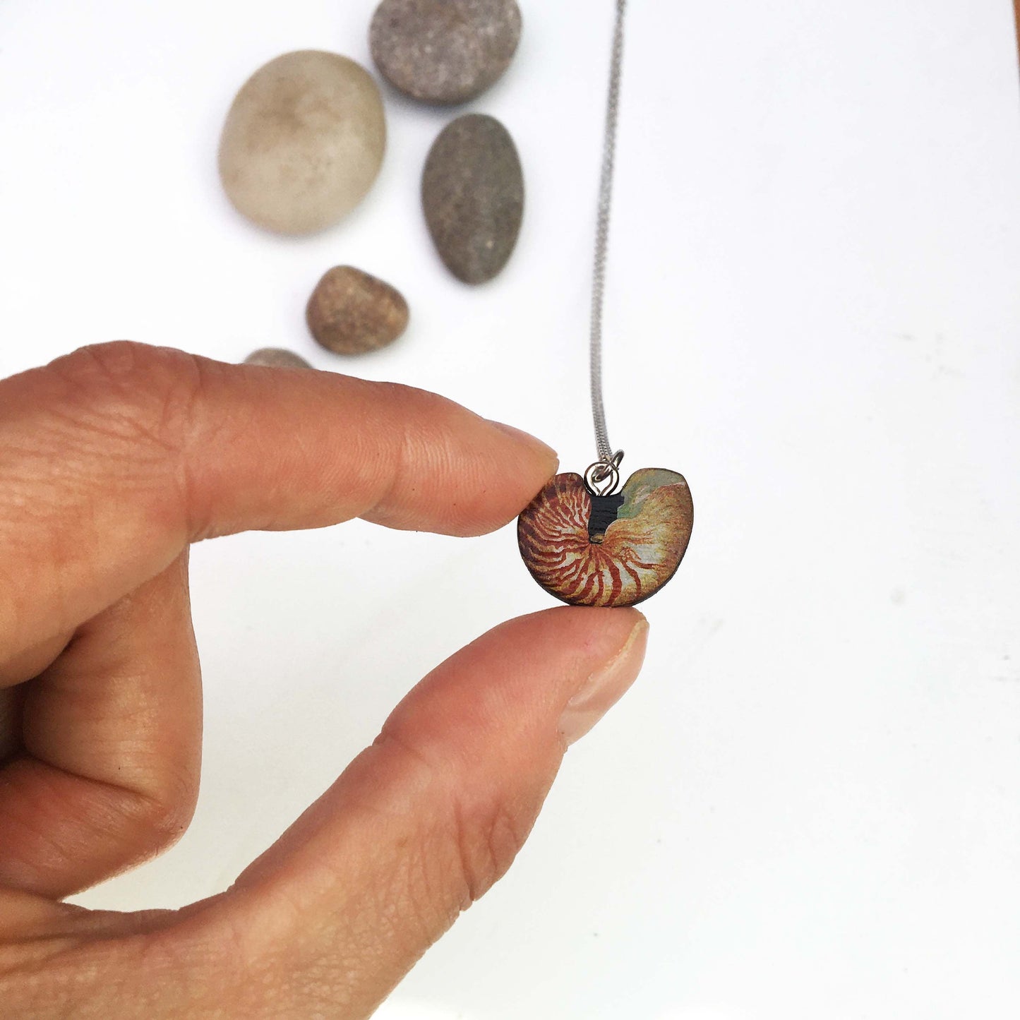 Nautilus necklace and earrings