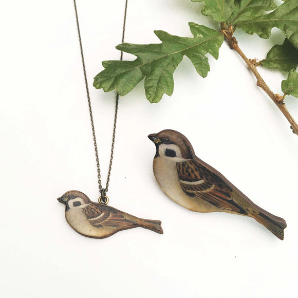 House Sparrow necklace or brooch